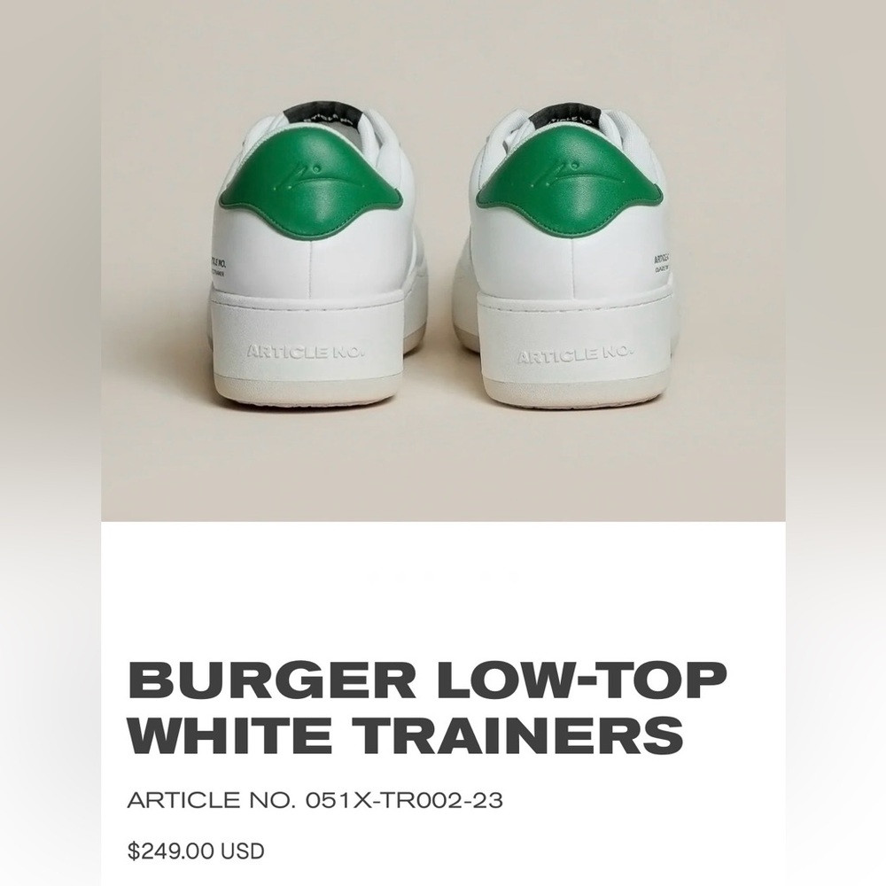 Burger Low-Top Men’s White/Green Trainers - Picture 4 of 12